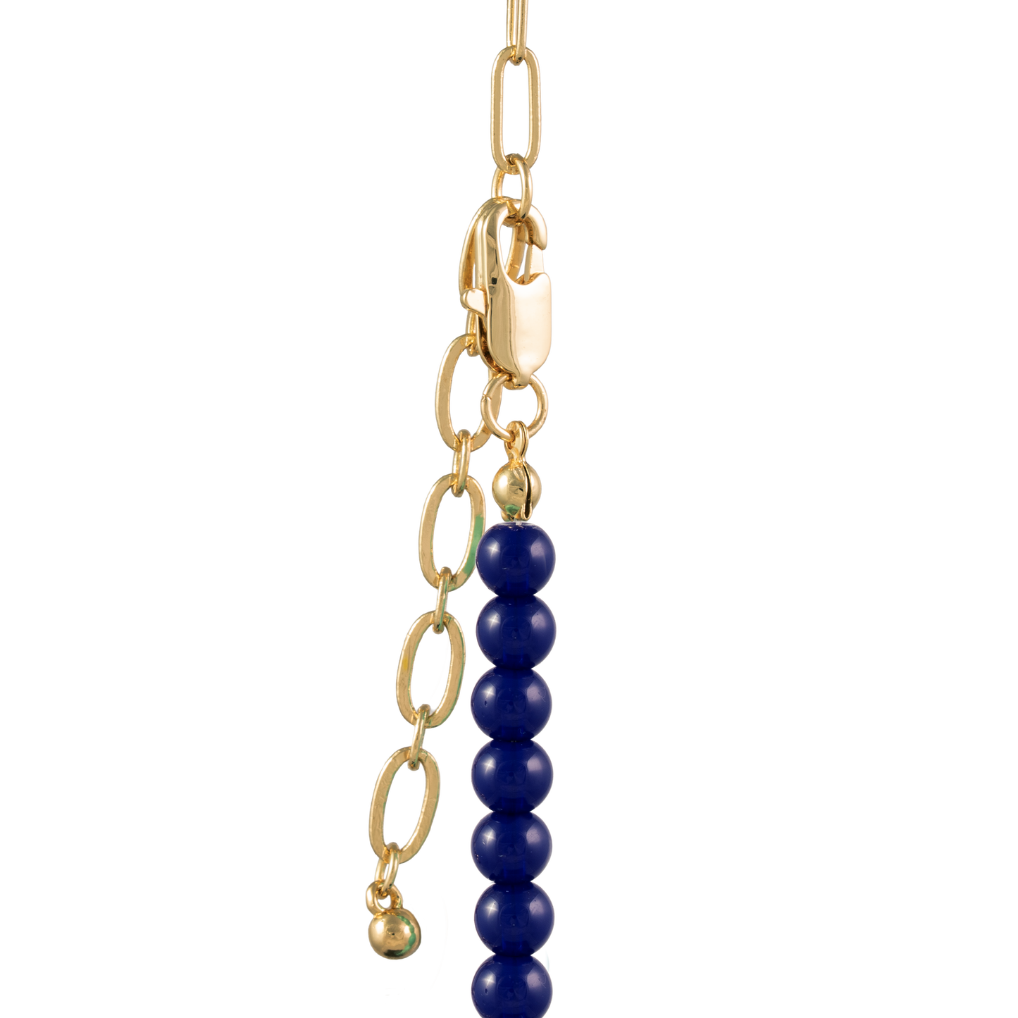 Paperclip Chain and Blue Bead Split Necklace