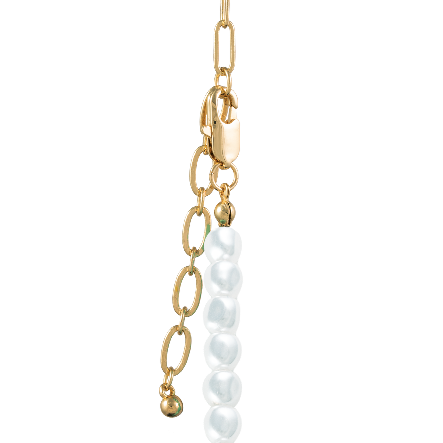 Paperclip Chain / Pearl Bead Split Necklace