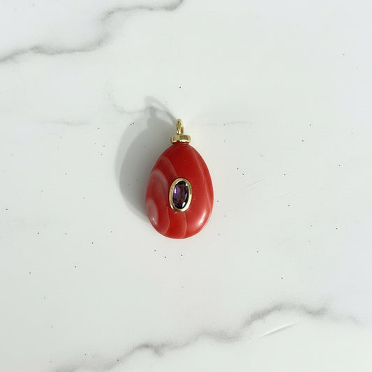 Teardrop Gemstone charm- salmon