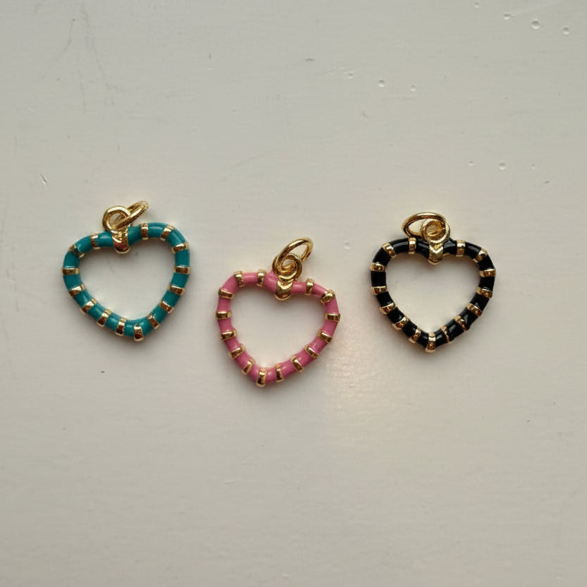 Stripe Heart Charm