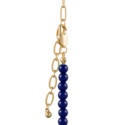 Paperclip Chain and Blue Bead Split Necklace