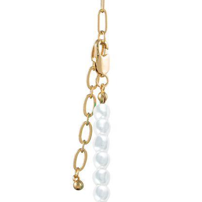 Paperclip Chain / Pearl Bead Split Necklace