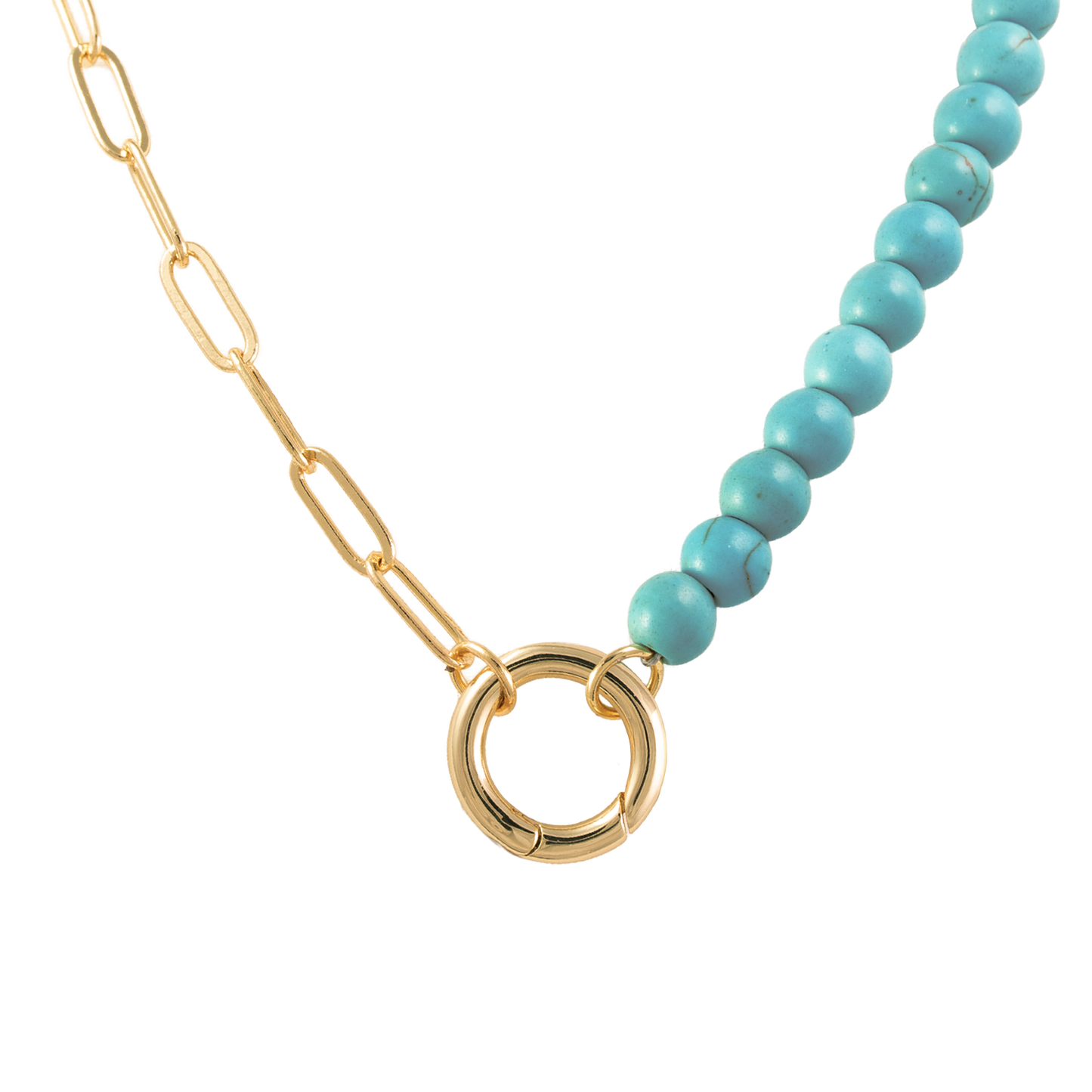 Paperclip Chain / Turquoise Bead Split Necklace