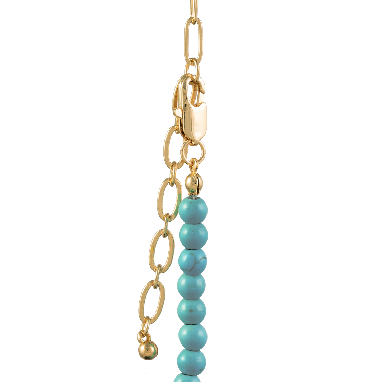 Paperclip Chain / Turquoise Bead Split Necklace