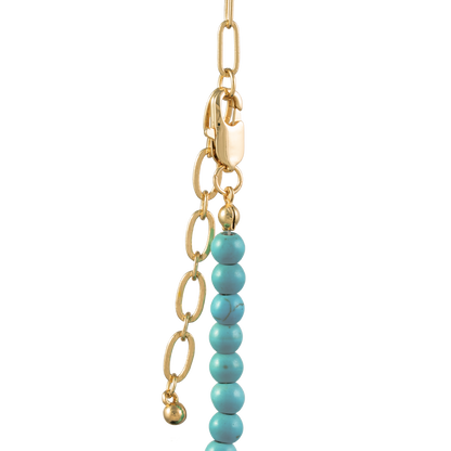 Paperclip Chain / Turquoise Bead Split Necklace