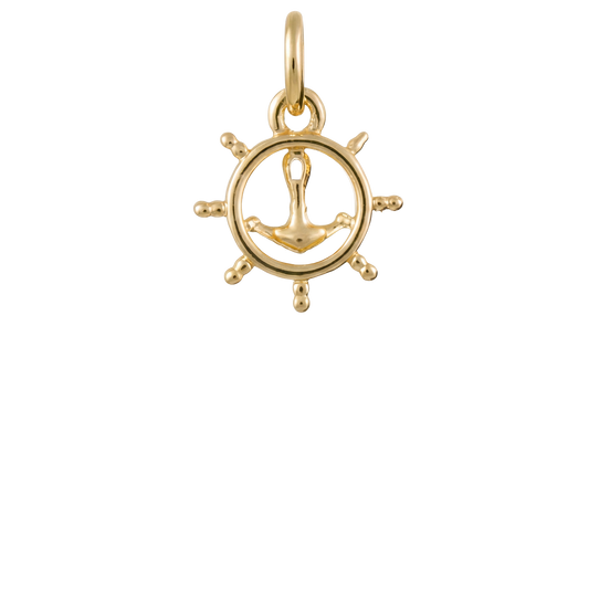 Ship Wheel and Anchor Charm